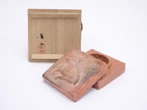 宮永東山造　赤楽羊香合